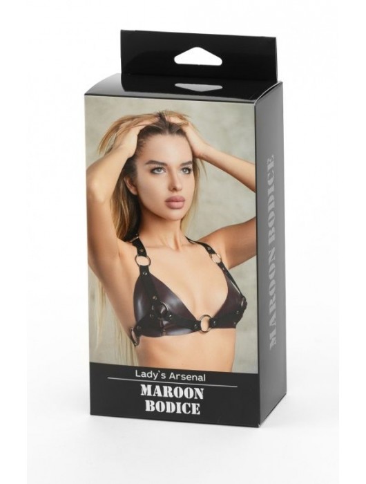 Бордовый лиф Ladys Arsenal с колечками - БДСМ Арсенал - купить с доставкой в Комсомольске-на-Амуре