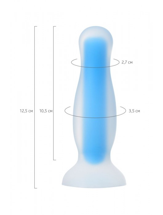 Голубая, светящаяся в темноте анальная втулка Namor Glow - 12,5 см. - ToyFa