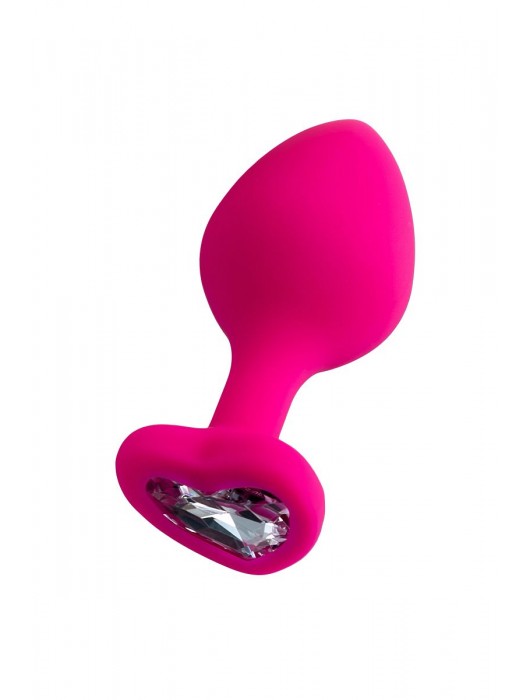 Розовая анальная втулка Diamond Heart с прозрачным кристаллом - 8 см. - ToyFa - купить с доставкой в Комсомольске-на-Амуре