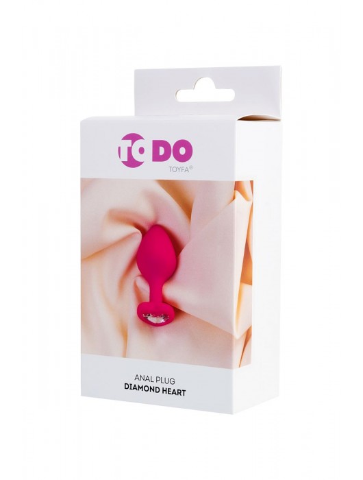 Розовая анальная втулка Diamond Heart с прозрачным кристаллом - 8 см. - ToyFa - купить с доставкой в Комсомольске-на-Амуре