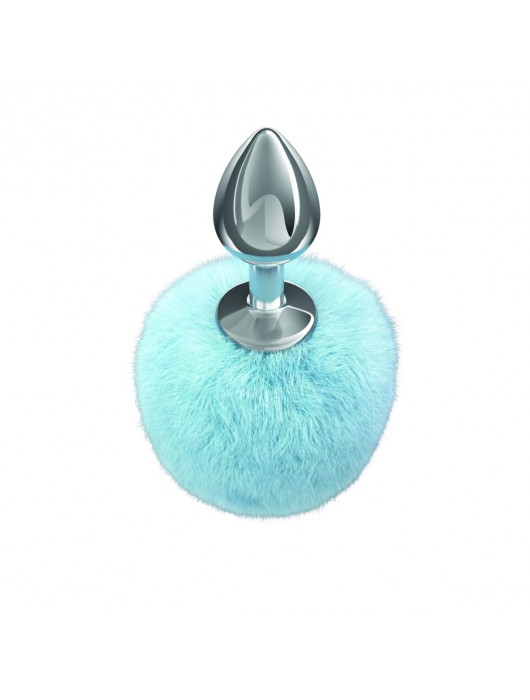 Серебристая анальная пробка с голубым пушистым хвостиком Twinkle - Lola Games - купить с доставкой в Комсомольске-на-Амуре