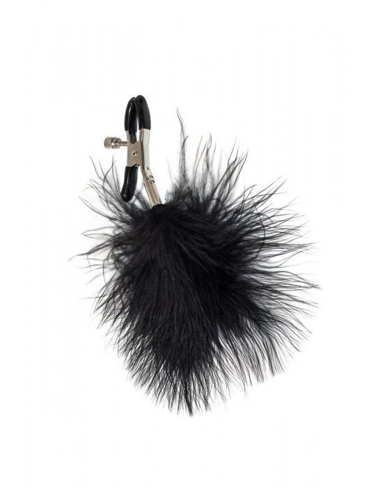 Зажимы на соски с черным пухом Euphoric - Lola Games - купить с доставкой в Комсомольске-на-Амуре