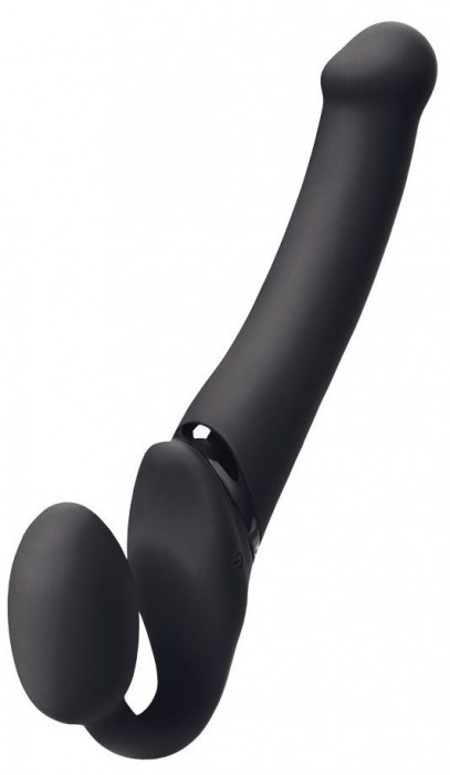 Черный безремневой вибрострапон Silicone Bendable Strap-On M - Strap-on-me - купить с доставкой в Комсомольске-на-Амуре