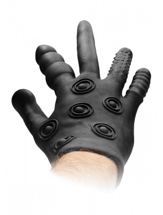 Черная стимулирующая перчатка Stimulation Glove - Shots Media BV