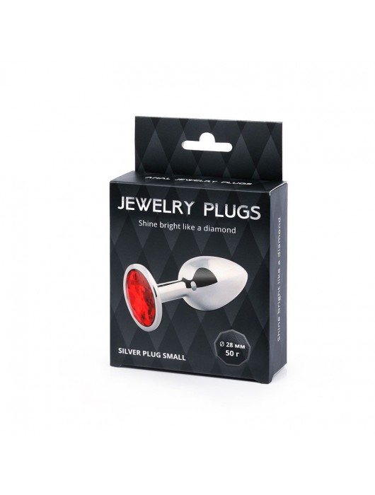 Серебристая анальная пробка с красным стразом - 7,2 см. - Anal Jewelry Plug - купить с доставкой в Комсомольске-на-Амуре