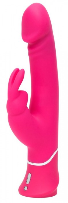 Розовый вибратор-кролик Realistic Dual Density Rechargeable Rabbit Vibrator - 25,5 см. - Happy Rabbit