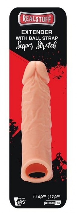 Телесная насадка EXTENDER WITH BALL STRAP 6.5 - 17 см. - Dream Toys - в Комсомольске-на-Амуре купить с доставкой