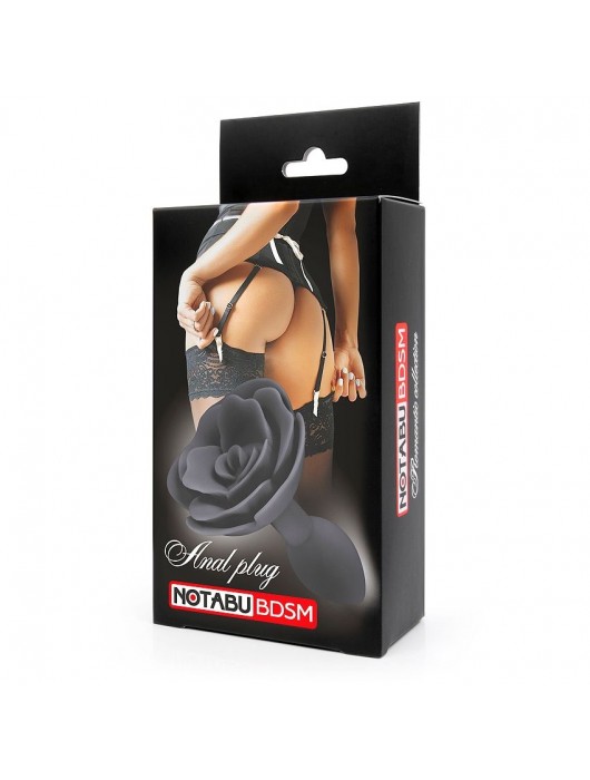 Черная гладкая анальная втулка-роза - Notabu - купить с доставкой в Комсомольске-на-Амуре