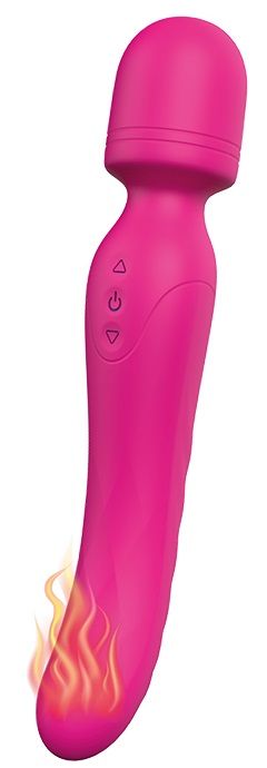 Ярко-розовый жезловый вибратор Heating Bodywand с нагревом - 23,2 см. - Dream Toys