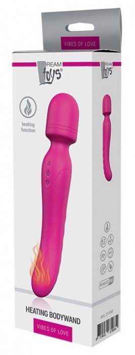 Ярко-розовый жезловый вибратор Heating Bodywand с нагревом - 23,2 см. - Dream Toys