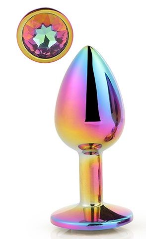 Голографическая анальная втулка с радужным кристаллом - 7,1 см. - Dream Toys - купить с доставкой в Комсомольске-на-Амуре