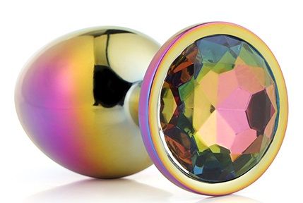 Голографическая анальная втулка с радужным кристаллом - 7,1 см. - Dream Toys - купить с доставкой в Комсомольске-на-Амуре