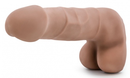 Кофейный фаллоимитатор с мошонкой Suave - 17,78 см. - Blush Novelties