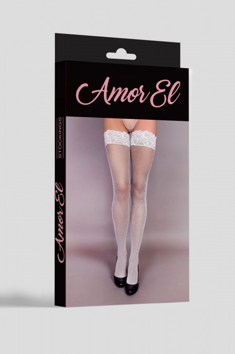 Пикантные чулочки в мелкую сетку с рисунком сзади - Amor El купить с доставкой
