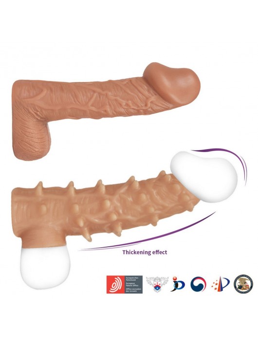 Телесная насадка с шипами и открытой головкой Nude Sleeve L - 14 см. - KOKOS - в Комсомольске-на-Амуре купить с доставкой