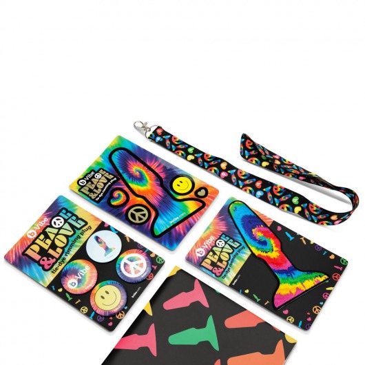 Разноцветная анальная пробка с эффектом римминга Peace   Love Tie-Dye - 15,2 см. - b-Vibe