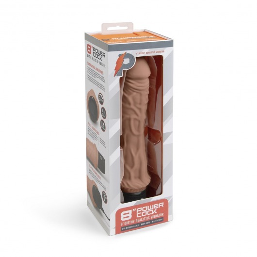 Кофейный вибратор-реалистик 8  Girthy Realistic Vibrator - 24,5 см. - PowerCocks