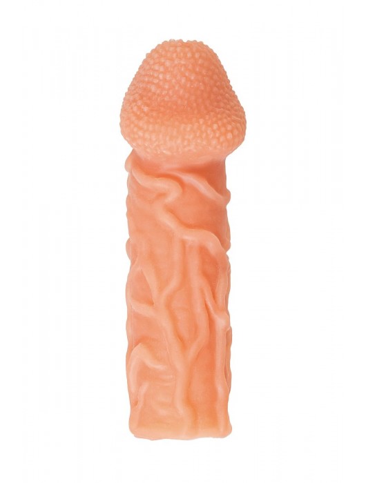 Телесная закрытая насадка с венками Cock Sleeve Size S - 13,8 см. - KOKOS - в Комсомольске-на-Амуре купить с доставкой