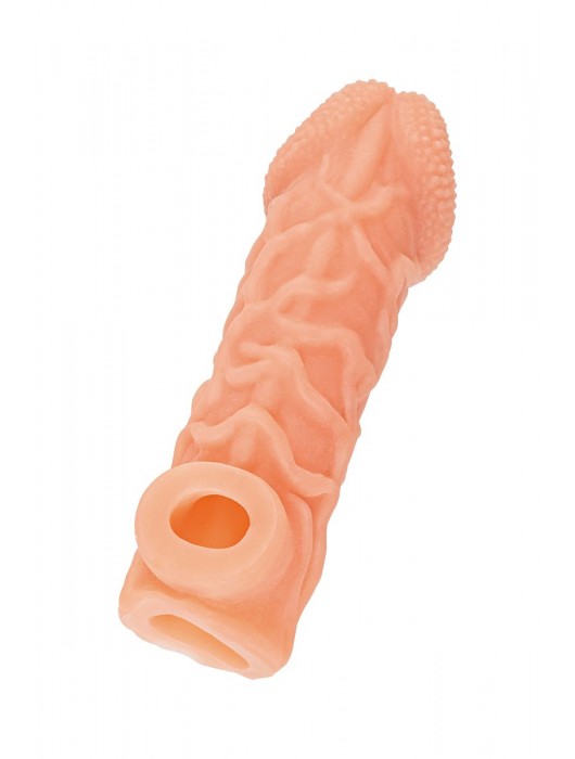 Телесная закрытая насадка с венками Cock Sleeve Size S - 13,8 см. - KOKOS - в Комсомольске-на-Амуре купить с доставкой