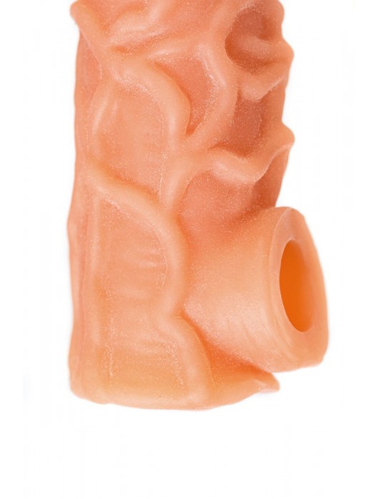 Телесная закрытая насадка с венками Cock Sleeve Size S - 13,8 см. - KOKOS - в Комсомольске-на-Амуре купить с доставкой