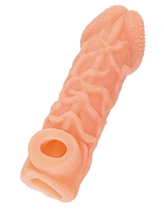 Телесная закрытая насадка с венками Cock Sleeve Size S - 13,8 см. - KOKOS - в Комсомольске-на-Амуре купить с доставкой Телесная закрытая насадка с венками Cock Sleeve Size S - 13,8 см. - KOKOS - в Комсомольске-на-Амуре купить с доставкой