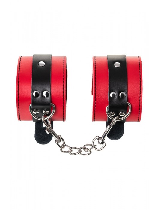 Красно-черные оковы на ноги из кожи - ToyFa - купить с доставкой в Комсомольске-на-Амуре