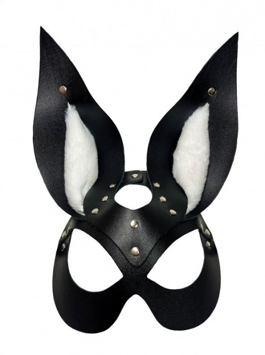 Черная маска зайки с белым мехом на ушках Miss Bunny - БДСМ Арсенал - купить с доставкой в Комсомольске-на-Амуре