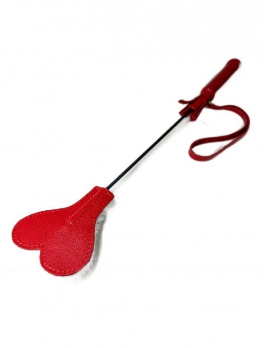 Красно-белый кожаный мини-стек - 36 см. - БДСМ Арсенал - купить с доставкой в Комсомольске-на-Амуре