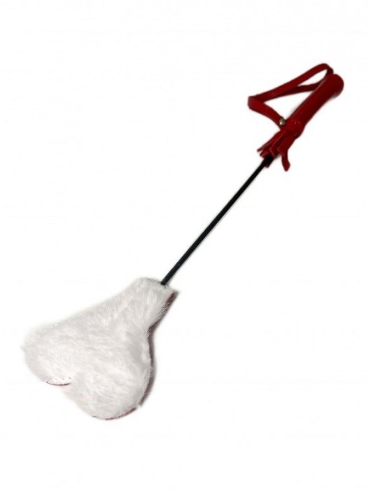 Красно-белый кожаный мини-стек - 36 см. - БДСМ Арсенал - купить с доставкой в Комсомольске-на-Амуре