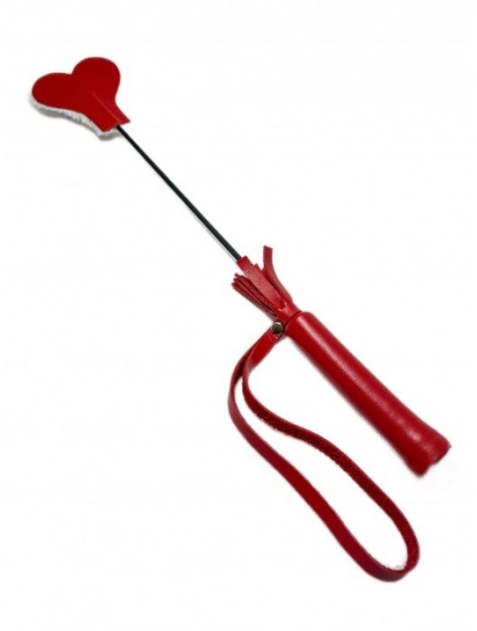 Красно-белый кожаный мини-стек - 36 см. - БДСМ Арсенал - купить с доставкой в Комсомольске-на-Амуре