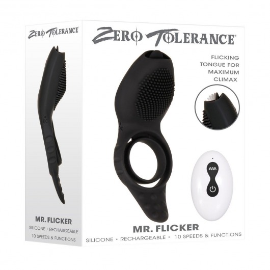 Черное эрекционное кольцо со стимулятором клитора Mr. Flicker - Zero Tolerance - в Комсомольске-на-Амуре купить с доставкой