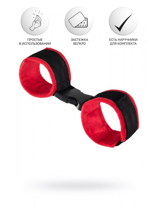 Красно-черные велюровые оковы Anonymo - ToyFa - купить с доставкой в Комсомольске-на-Амуре
