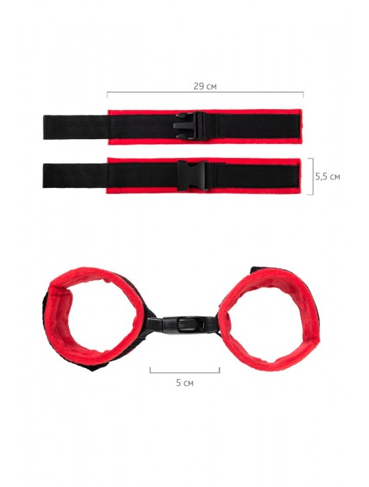 Красно-черные велюровые оковы Anonymo - ToyFa - купить с доставкой в Комсомольске-на-Амуре