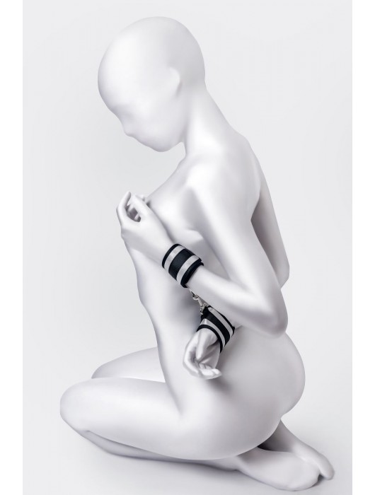 Серебристо-черные наручники Anonymo - ToyFa - купить с доставкой в Комсомольске-на-Амуре