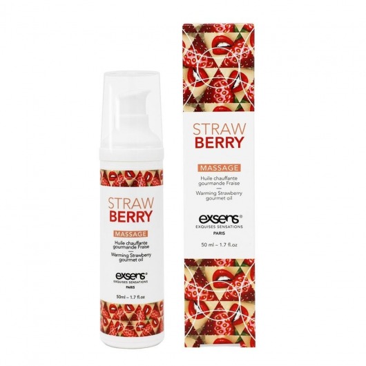 Разогревающее массажное масло  с ароматом клубники Gourmet Strawberry - 50 мл. - Exsens - купить с доставкой в Комсомольске-на-Амуре