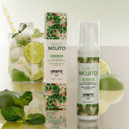 Разогревающее массажное масло с ароматом мохито Gourmet Mint Mojito - 50 мл. - Exsens - купить с доставкой в Комсомольске-на-Амуре