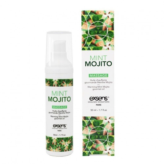 Разогревающее массажное масло с ароматом мохито Gourmet Mint Mojito - 50 мл. - Exsens - купить с доставкой в Комсомольске-на-Амуре