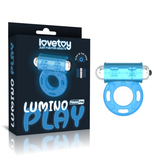 Голубое, светящееся в темноте эрекционное виброкольцо Lumino Play Vibrating Penis Ring - Lovetoy - в Комсомольске-на-Амуре купить с доставкой