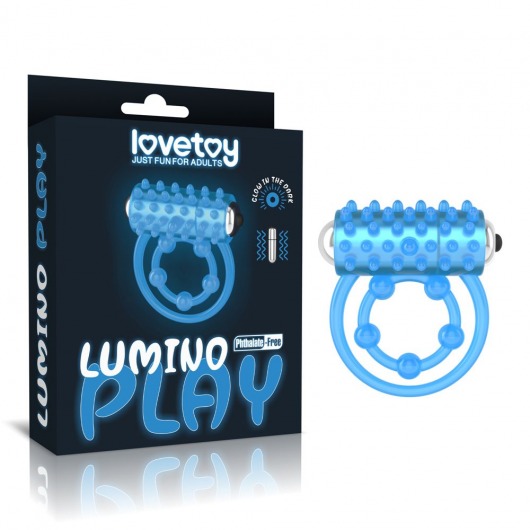 Голубое, светящееся в темноте виброкольцо Lumino Play Vibrating Penis Ring - Lovetoy - в Комсомольске-на-Амуре купить с доставкой