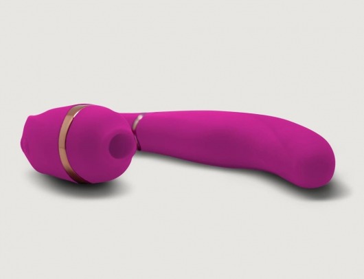 Ярко-розовый вибромассажёр зоны G с вакуумным клиторальным стимулятором My G - 17,4 см. - Adrien Lastic