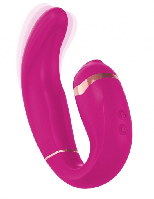 Ярко-розовый вибромассажёр зоны G с вакуумным клиторальным стимулятором My G - 17,4 см. - Adrien Lastic