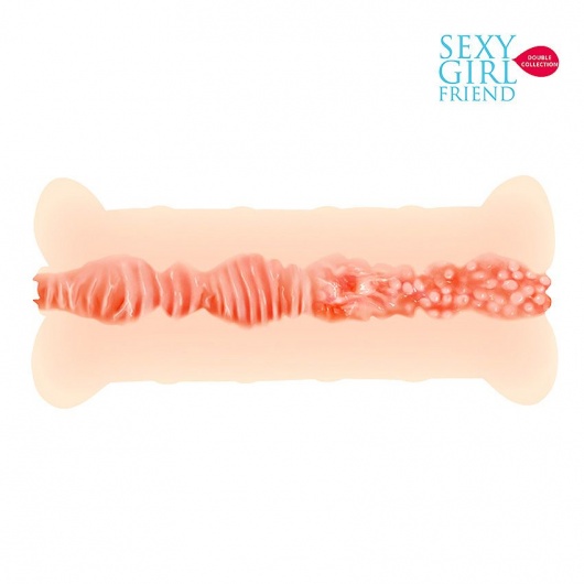 Телесный вибромастурбатор-вагина с комплектом эрекционных колец - Bior toys - в Комсомольске-на-Амуре купить с доставкой