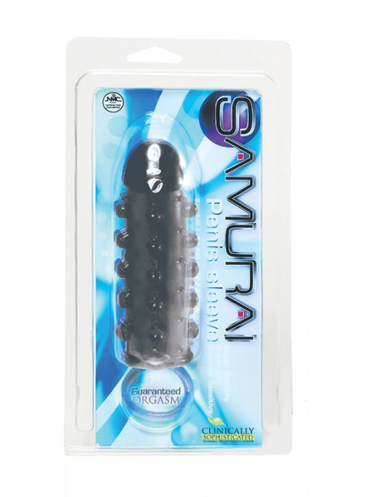 Дымчатая стимулирующая насадка с закрытой головкой SAMURAI PENIS SLEEVE BLACK - 14,5 см. - NMC - в Комсомольске-на-Амуре купить с доставкой