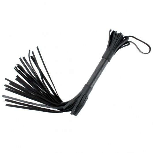 Чёрная плетка из натуральной кожи - 45 см. - БДСМ Арсенал - купить с доставкой в Комсомольске-на-Амуре