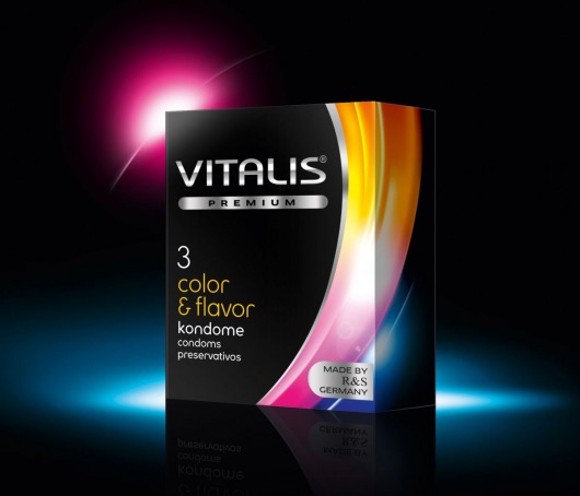 Цветные ароматизированные презервативы VITALIS PREMIUM color   flavor - 3 шт. - Vitalis - купить с доставкой в Комсомольске-на-Амуре