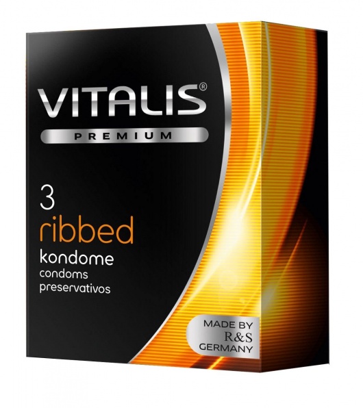 Ребристые презервативы VITALIS PREMIUM ribbed - 3 шт. - Vitalis - купить с доставкой в Комсомольске-на-Амуре
