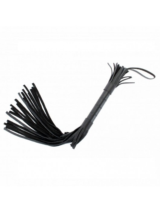 Короткая чёрная плетка из натуральной кожи - БДСМ Арсенал - купить с доставкой в Комсомольске-на-Амуре