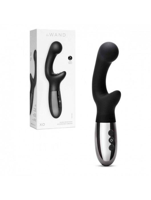 Черный вибромассажер с двумя моторами Le Wand XO - 19 см. - Le Wand