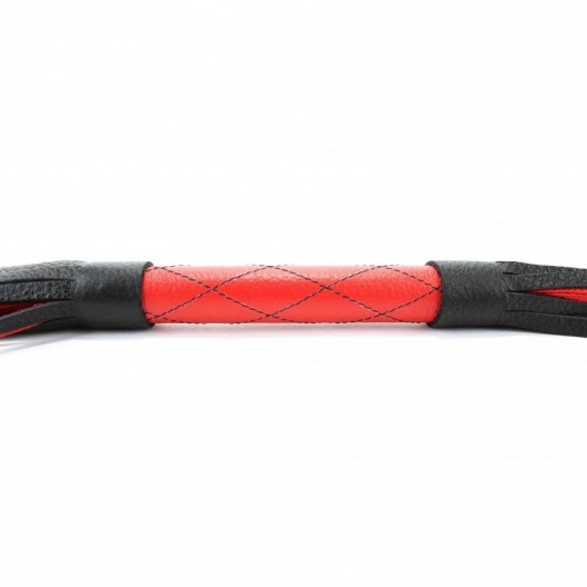 Красно-черная кожаная плётка - 51 см. - БДСМ Арсенал - купить с доставкой в Комсомольске-на-Амуре