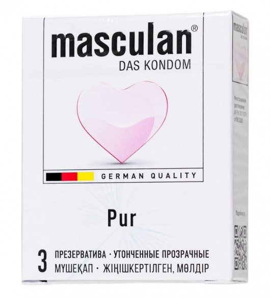 Супертонкие презервативы Masculan Pur - 3 шт. - Masculan - купить с доставкой в Комсомольске-на-Амуре